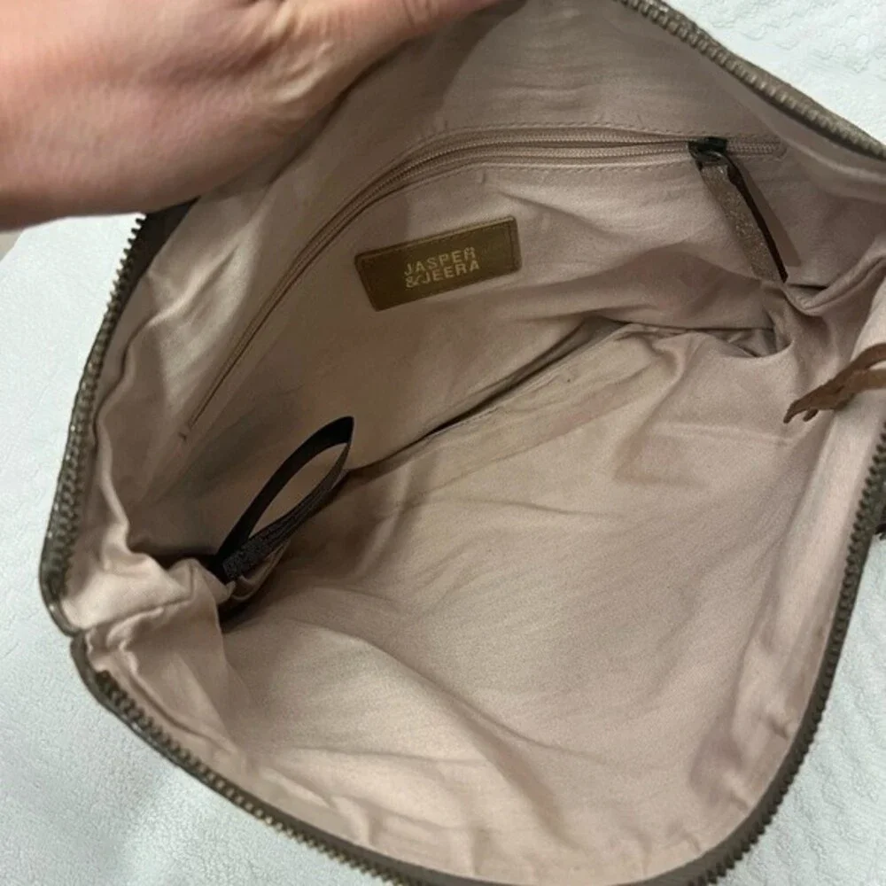Anthropologie Jasper Jeera Woven Leather Tassled Clutch NWOT